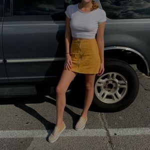 Yellow zip up skirt